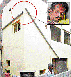 The site at Ganga Nagar where Narayana Swamy (Inset) died on Thursday.