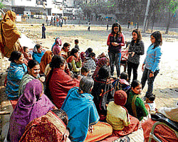 Mindful: Students of SSCBS run a sanitation campaign in urban slums.