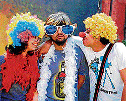 Colourful: Students enjoy posing in props.