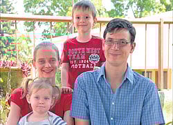 All smiles (Clockwise) Guillame Geverey, daughter Maya, wife Amelie and son Kailash dh photo by Janardhan B K