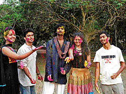 Bright affair: (From left) Chandana, Chirag, Hemant, Madhuri and Harsha love to celebrate the festival in all its pomp and glory. This is also a time for them to indulge in the goodies that come with the occasion. dh Photo by S K Dinesh
