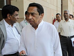Union Parliamentary Affairs Minister Kamal Nath and Leader of Opposition in Lok Sabha, Sushma Swaraj with other leaders leave after an all party meeting on land acquisition bill at Parliament House in New Delhi on Tuesday. PTI Photo