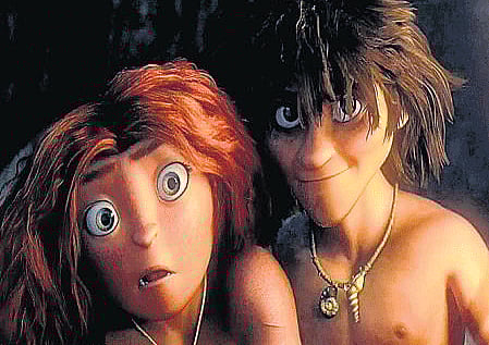 Eep meets Guy in The Croods