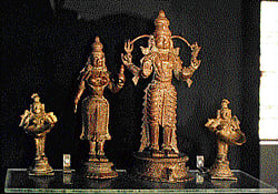 ARCHIVING HISTORY (Clockwise) Manuscripts at the centre; the museum; rare idols on display.  (Photos by the author)