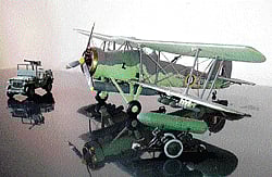 small wonder World War II 'Willys' jeep and 'Royal Navy Swordfish MK1'.