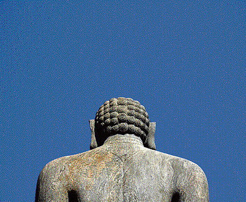 SPIRITUAL JOURNEY The statue of Bahubali at Karkala; (below) Bahubali's statue at Venur. (Photos by the author)