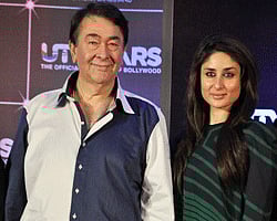 Bollywood actress Kareena Kapoor (R) and her father and actor Randhir Kapoor. AFP