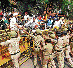 The order prohibits unlawful assembly of five or more persons in an area with the mutual intent of deliberate disturbance of peace, and police are empowered to act and ensure law and order. DH photos/chaman gautam