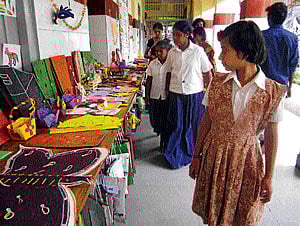 Masterpieces: Handcrafted works by inmates of children's homes on display at the annual 'Makkala Habba' on Hosur Road. DH photo