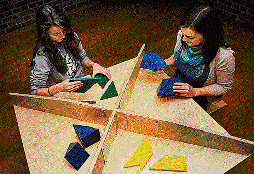 testing One of the puzzles at the exhibition.