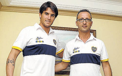 geared up: Francisco Morea (left), Boca Juniors Football Schools Manager, and David Monedero, Boca's National  Technical Director, after a press meet. dh photo