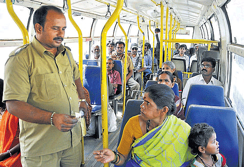 vigilant: The BMTC has intensified its check on passengers travelling without tickets.
