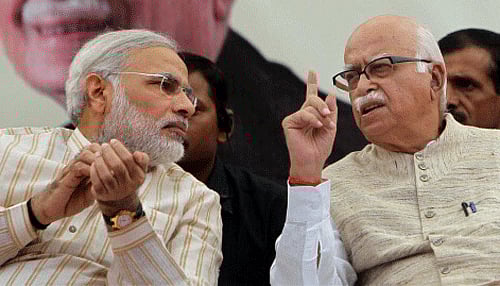 <div class="paragraphs"><p>File photo of senior BJP leader L K Advani with then Gujarat Chief Minister Narender Modi at a public meeting in Bharuch in November 2011.</p></div>
