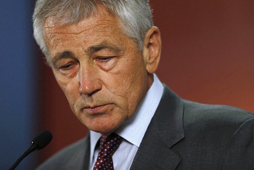U.S. Defense Secretary Chuck Hagel attends the opening ceremony of the Pentagon's permanent Korean War exhibition near Washington June 18, 2013. REUTERS