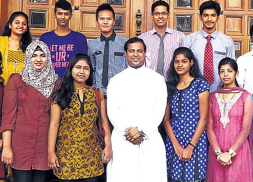 confident Top row (from Left): Jeffy, Niraj, Biogam, James, Suraj, Prakas, Junal. Second row (from left) Sandeep, Kajol, Fathumath, Sreerupa, Fr Augustine George, Malashree, Tejeswini, Steffy and Jenin Raj.
