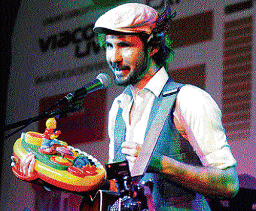 International: Jeremy Loops, a South African musician entertains the audience.