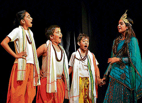 Learning time: Schoolchildren during the play Nimantran staged as part of Bal Rangmanch Karyashala 2013.