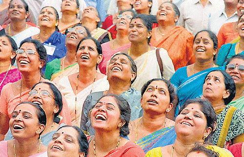 Laughing one's blues, inhibitions away