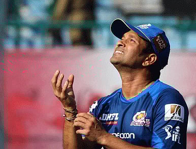 Mumbai Indian's Sachin Tendulkar during the practice session in Dharamshala. PTI file photo