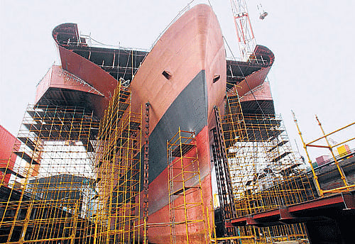 INS Vikrant under construction at Cochin Shipyard