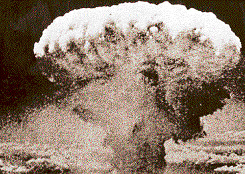 haunting sights The impact of the explosion in Hiroshima. (Right) Demonstrators protesting against the bombing. (file photos)