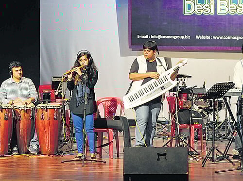 VarieD Varijashree (on the flute) with accompanists.
