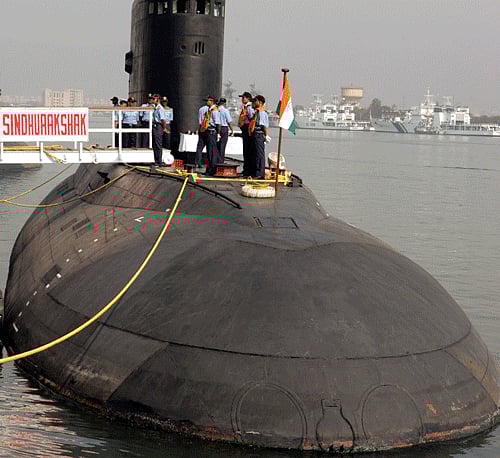 The Indian Navy's Sindhurakshak submarine is docked in Visakhapatnam in this February 13, 2006 file photo. Reuters Image