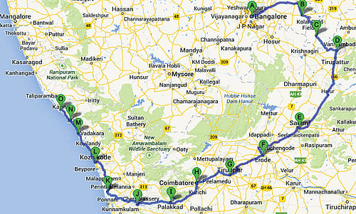 Proposed route: Yeshwantpur, Banaswadi, K R Puram, Bangarpet, Kuppam, Jolarpettai, Salem, Erode, Tiruppur, Coimbatore, Palakkad, Shoranur, Tirur, Kozhikode, Vadakara, Thalassery, Kannur, Kasargod and Mangalore.