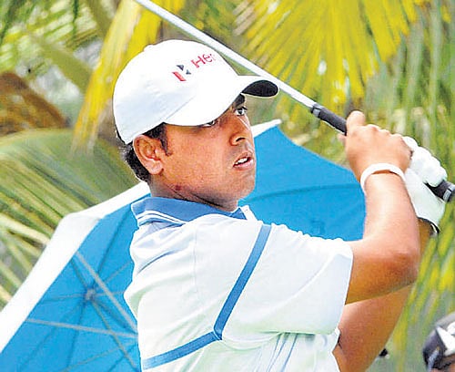in fine touch: Anirban Lahiri's scorching 8-under earned him top slot in the leader board on Thursday. file photo