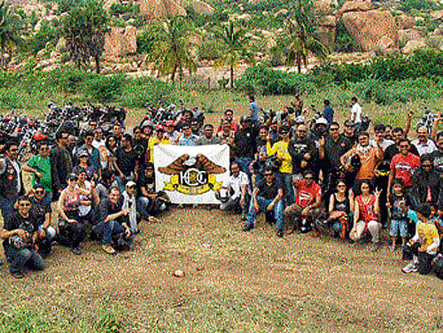 gearing up The group of riding enthusiasts.