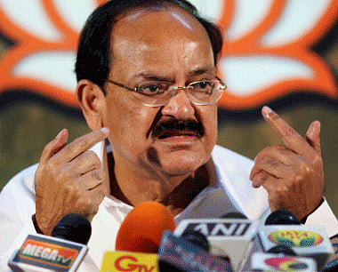 BJP senior leader Venkaiah Naidu addressing a press conference at the party office in Chennai. PTI photo