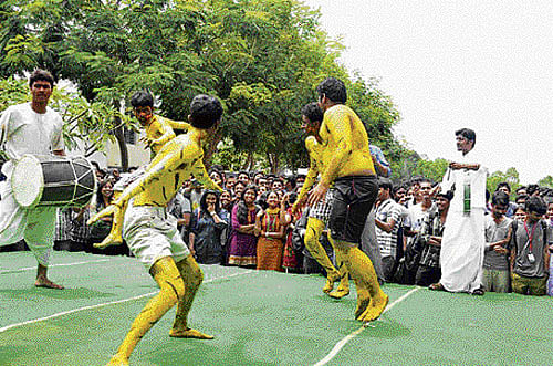 Energetic: Students presenting a dance.