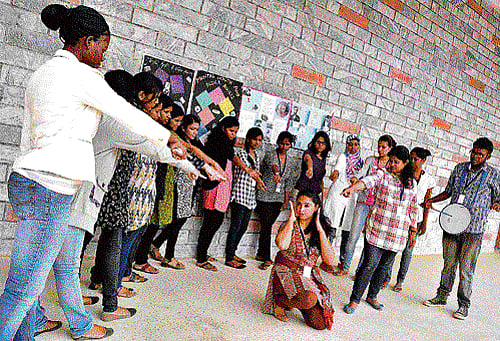 POWERFUL Students performing a street play.