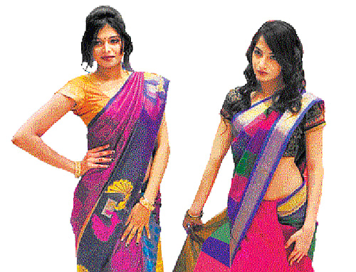 elegant Models showcase the new collection and Sakshi Agarwal (right), the showstopper.