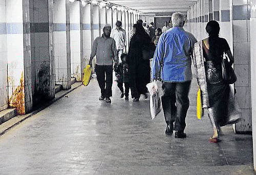 FILTHY The new subway at KR Market is already in a bad state. dh photos by sk dinesh