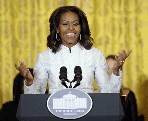 First lady Michelle Obama speaks in the East Room of the White House in Washington, Friday, Nov. 8, 2013, at a workshop for high school students from Washington, New York and Boston about careers in film. AP Photo.