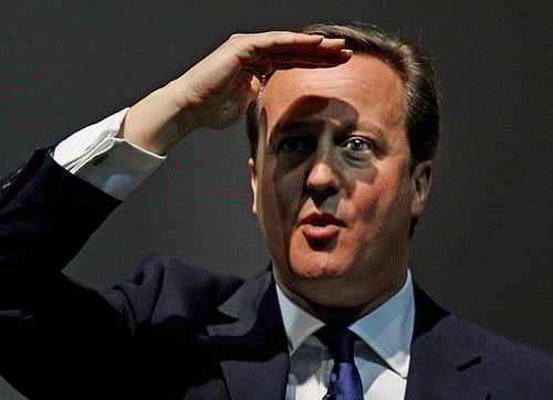 British Prime Minister David Cameron at an interaction with the students of Indian Institute of Management in Kolkata on Thursday. PTI Photo