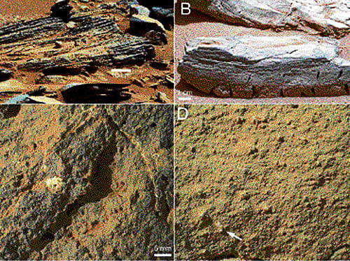 Sedimentary rocks of the Yellowknife Bay formation. Pics: AAAS