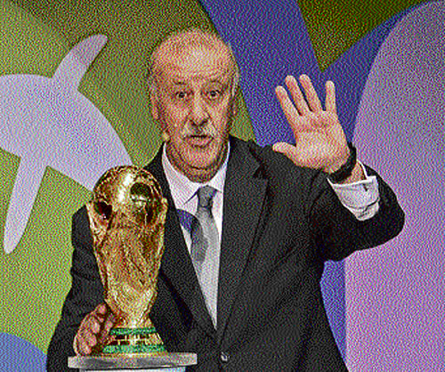 cool customer: Vicente del Bosque's men have a tough task ahead of them in Brazil, with their first match against the Netherlands being a crucial one. Reuters
