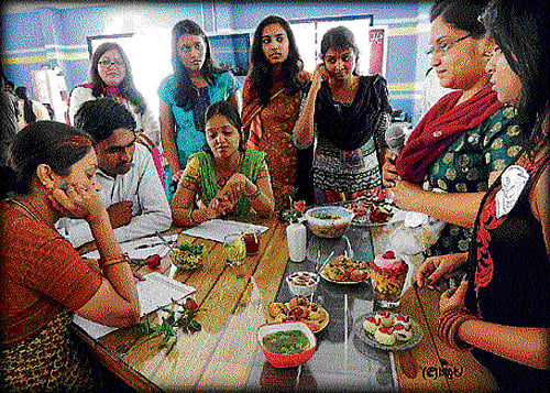 Competitive: The judges inspecting the exotic items.