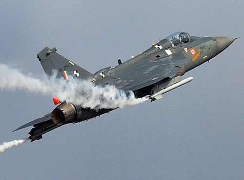 LCA Tejas performing at the Air show during the Aero India 2013 at Yelahanka air base in Bangalore on Friday. DH photo