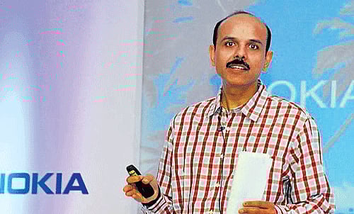 Nokia India Managing Director P Balaji briefs media at the company's Annual Strategy Sharing Summit in Goa.
