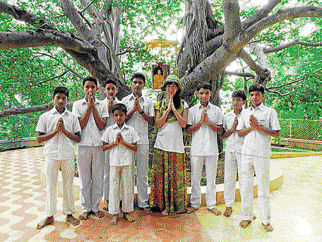 Good times: Taemi Goshi during her visit to Puttaparthi.