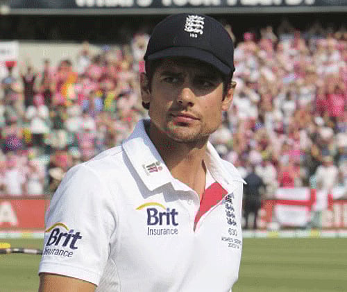 England's captain Alastair Cook walks around the field after their loss to Australia in their Ashes cricket test match in Sydney Sunday, Jan. 5, 2014. Australia won the match by 281 runs and the Ashes series 5-0. AP Photo
