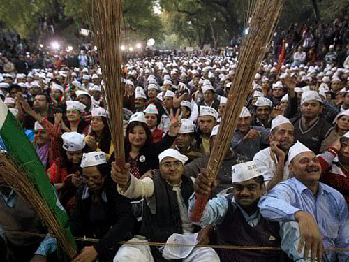 Within days of assuming power after the December 4 Assembly elections, Delhi Chief Minister Arvind Kejriwal of the Aam Aadmi Party has managed to deliver on the pre-poll promise of giving free 700 litre water daily to metered households and reducing the power bills by half of households using up to 400 units a month. His government also launched the anti-corruption helpline. PTI File Photo