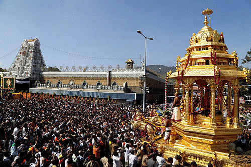 The Tirumala Tirupati Devasthanams (TTD) administration is stuck in the middle of political slugfest for arranging a special visit for someone alleged to be a member of Chhota Shakeel's gang. PTI File Photo
