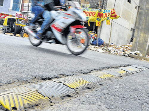 A shoddy speed breaker in the City. DH Photo