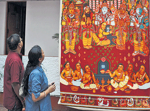 Visitors viewing the mural, March 14, 2014, DHNS