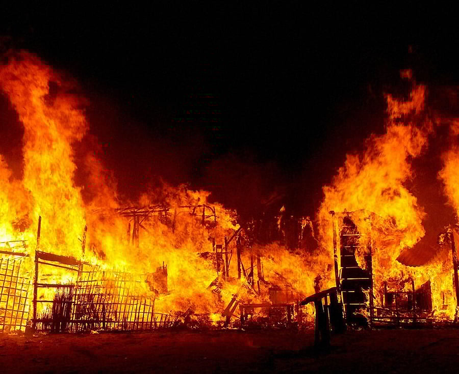 The protesters attacked the temple, set the dharmashala on fire last night and surrounded the house of a Hindu man who was accused of burning the pages of the holy book, prompting security forces to fire warning shots and tear gas shells. PTI file photo for representation only