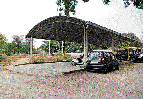 The parking lot at  the Swami Vivekananda Metro Station,  Ulsoor.